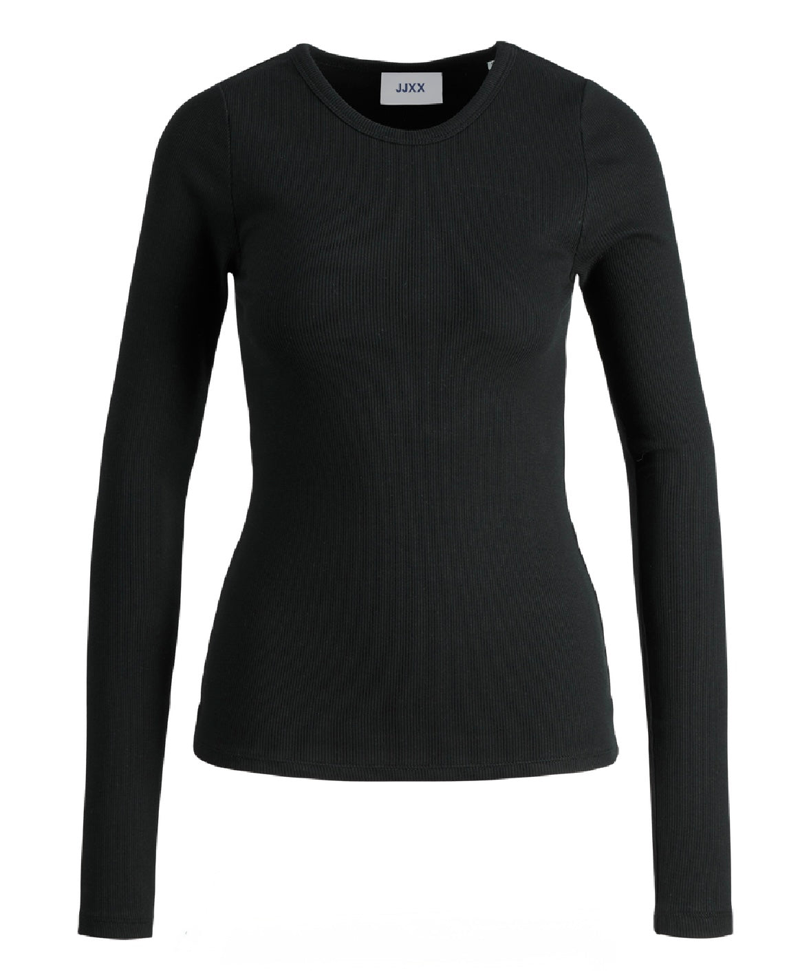 Ribbineuloksinen trikoo. Erittäinen joustava ja miellyttävä O-aukkoinen paita.