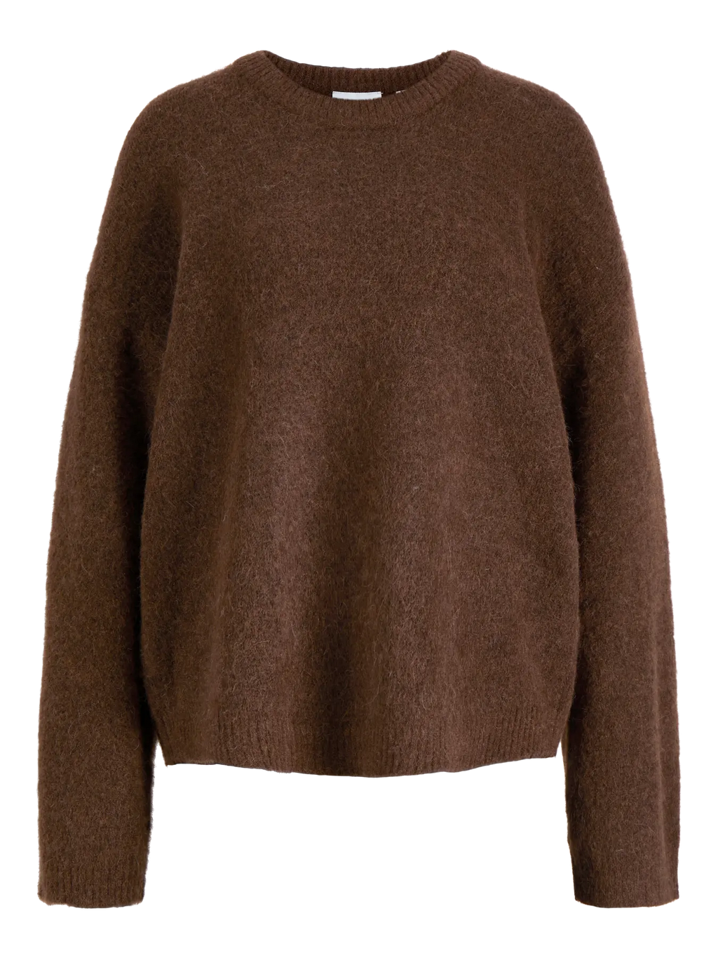 JXMATILDA Wool Blend Crew Neck Knit on rento ja ajaton tummanruskea neule, joka kuuluu vaatekaapin monikäyttöisiin luottovaatteisiin. 