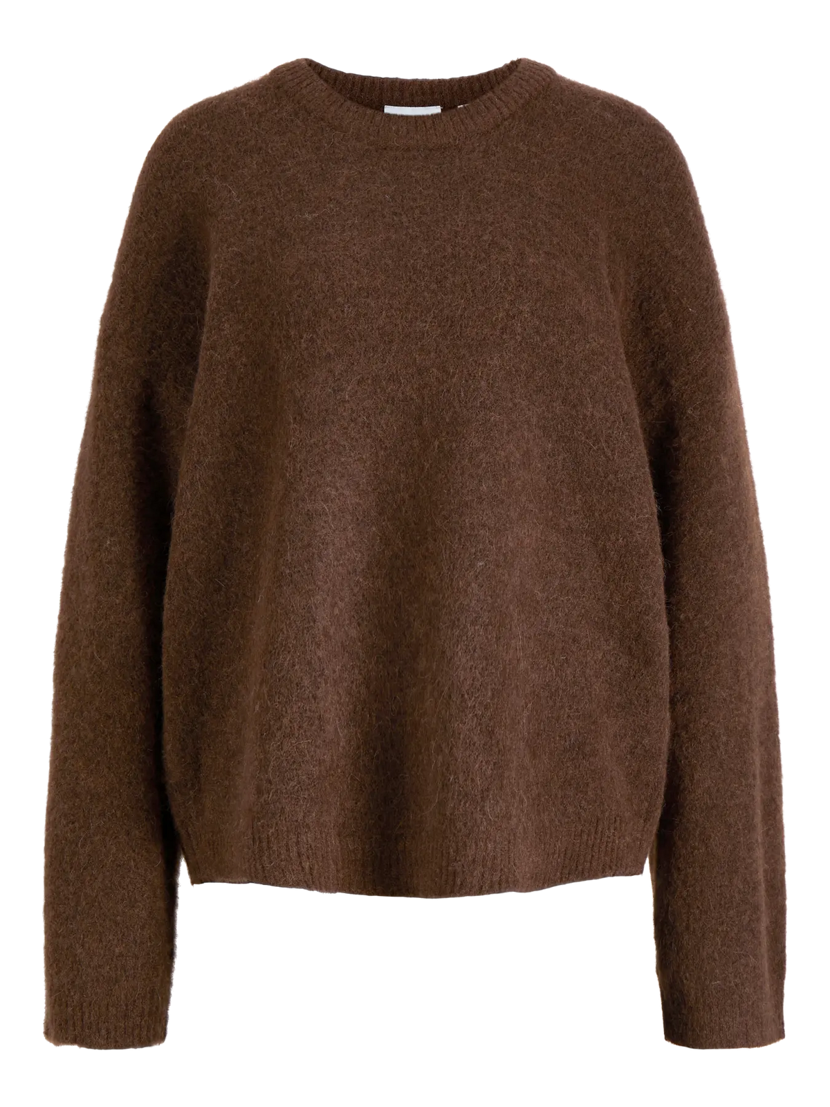 JXMATILDA Wool Blend Crew Neck Knit on rento ja ajaton tummanruskea neule, joka kuuluu vaatekaapin monikäyttöisiin luottovaatteisiin. 