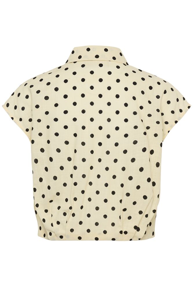 Lyhyt / boximallinen naisten puuvillainen paita, lyhythiha/ hihaton malli. Pallokuosi tuo trendikkyyttä asuun.