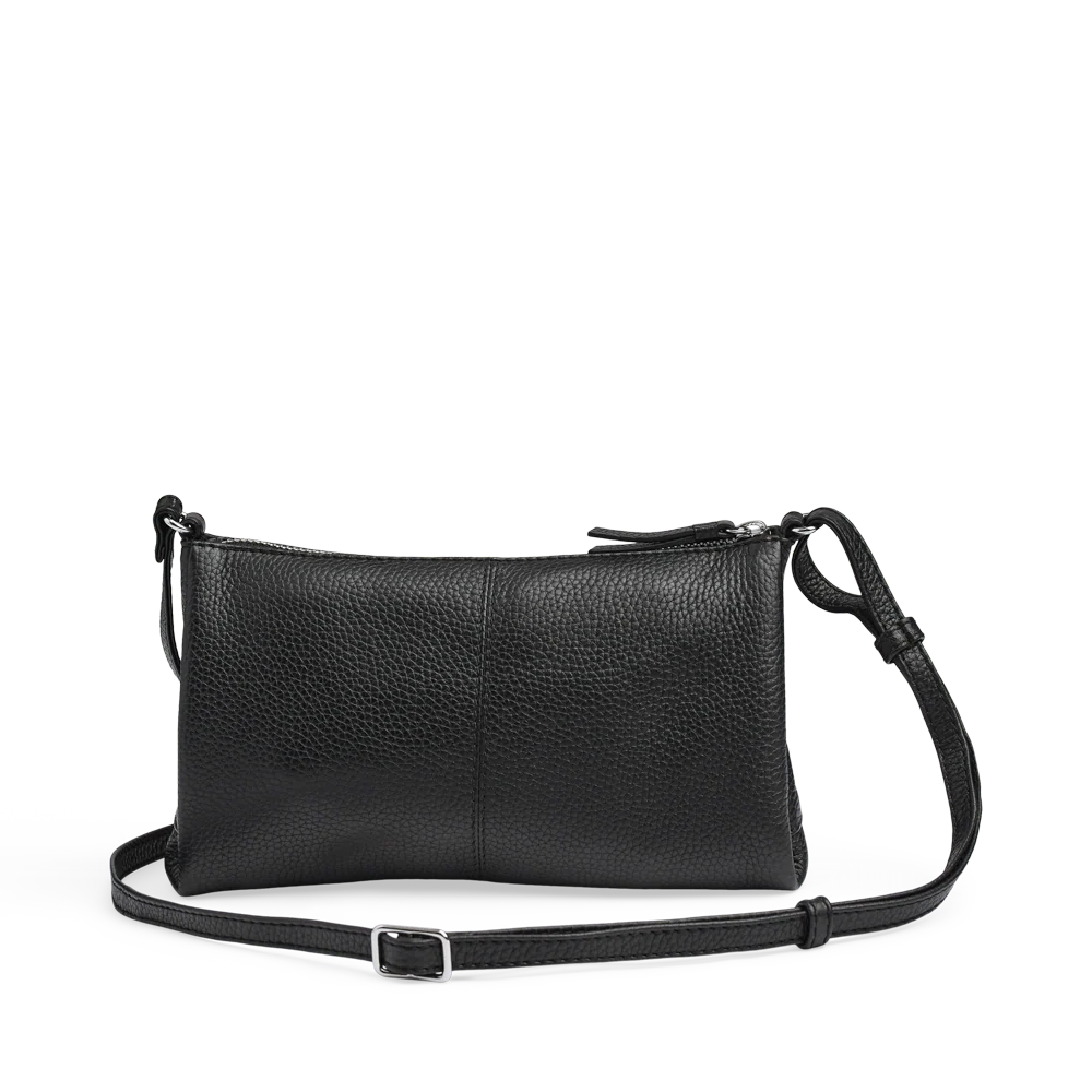 Markberg MarciMBG on kompakti musta nahkalaukku, säädettävällä crossbody-hihnalla. Vetoketjukiinnitys ja sisätasku pitävät tärkeät tavarat mukana. Katso lisää!