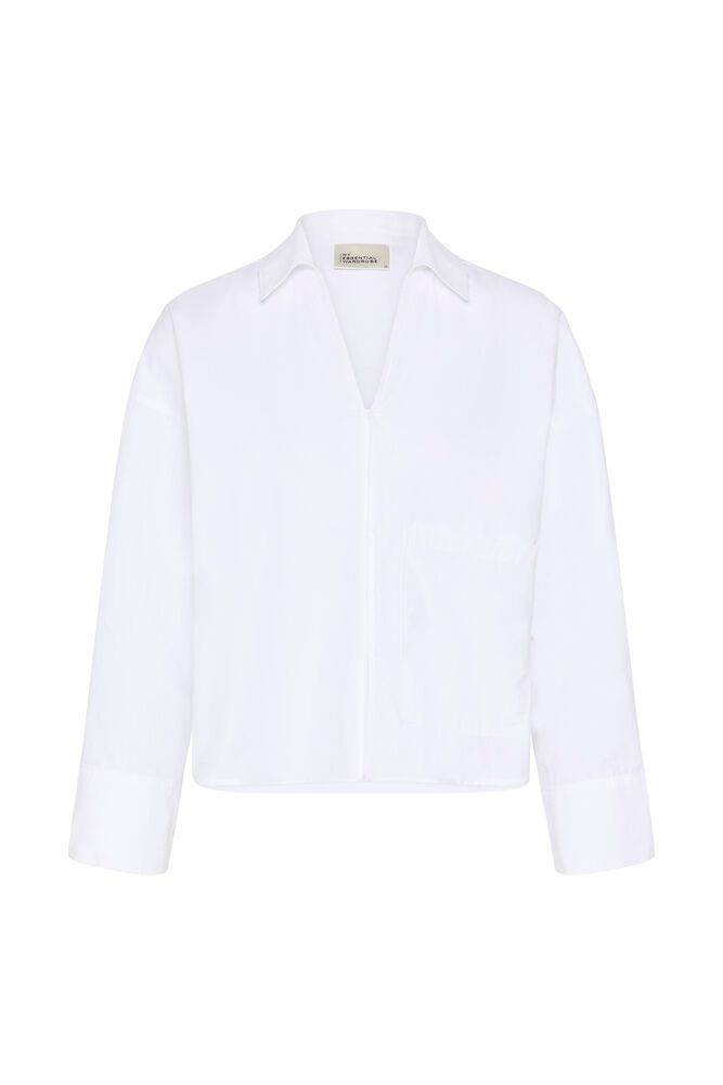 My Essential Wardroben suosittu boxy-mallinen paitis nyt raikkaan valkoisena. Tämä jakkumainen paita on valmistettu tukevasta luomupuuvillasta, joka antaa ryhtiä mutta tuntuu silti miellyttävältä päällä.