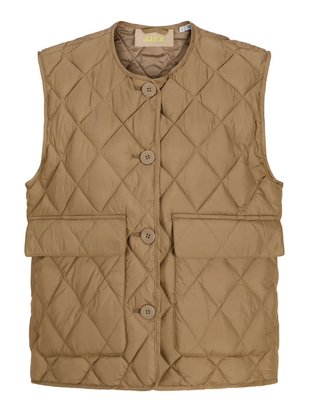 JXHOPE Quilted Vest on kevyt tikattu liivi, jossa on pyöreä pääntie, nappikiinnitys ja etutaskut. Helppo yhdistää t-paidan, neuleen tai collegepuseron päälle.